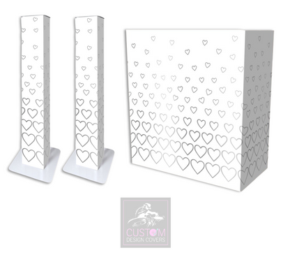 White Grey Hearts Lycra DJ Booth Cover (PACKAGE BUNDLES) - TRUSS 