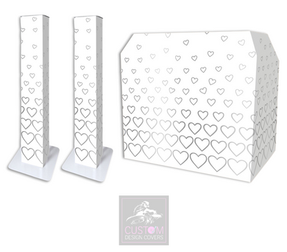 White Grey Hearts Lycra DJ Cover (PACKAGE BUNDLE) - MKII 