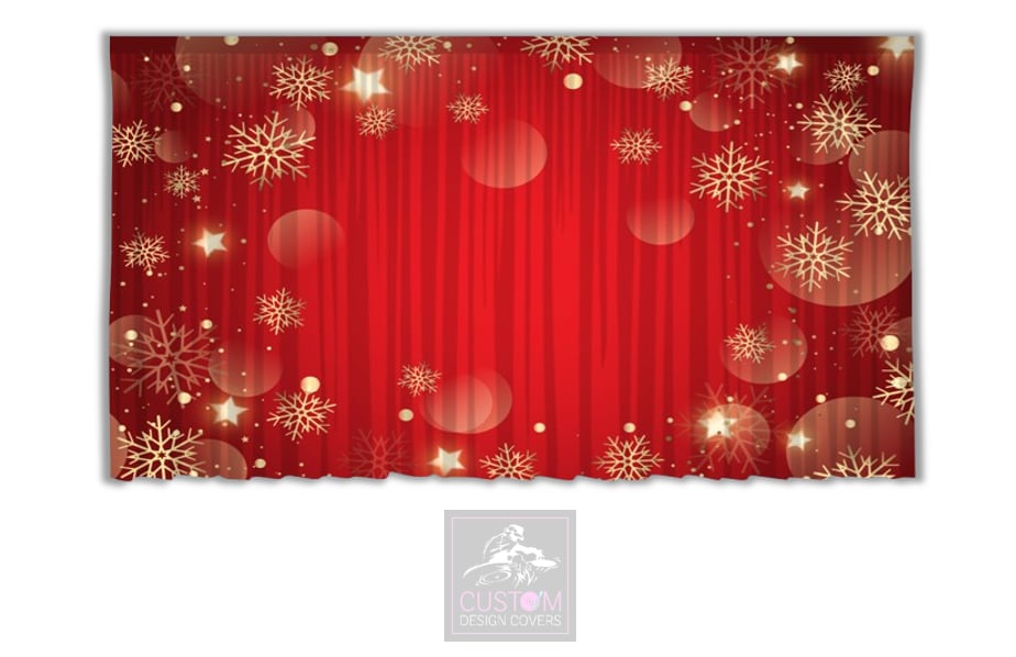 Snowflakes on Red Backdrop Curtain