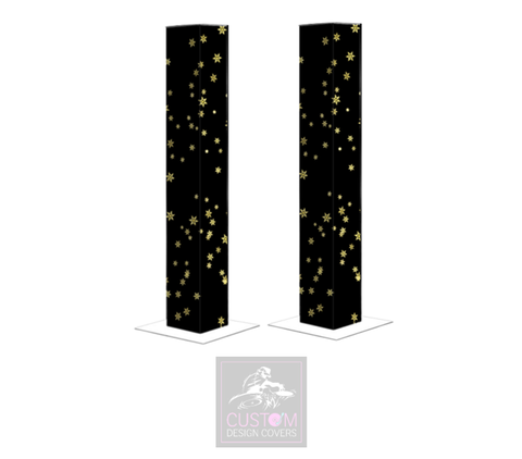 Black & Gold Snowflake Podium Covers (PAIR)