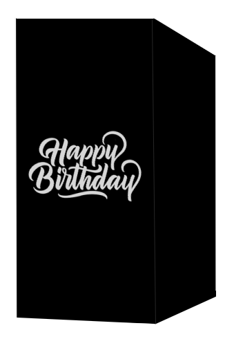 Happy Birthday Silver/Grey on Black Booth Cover Micron