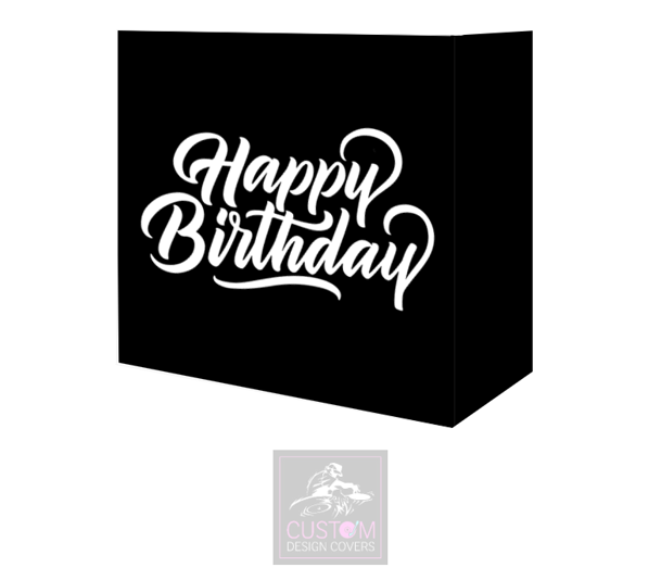 Happy Birthday White Text Black Cover Booth Cover Combi