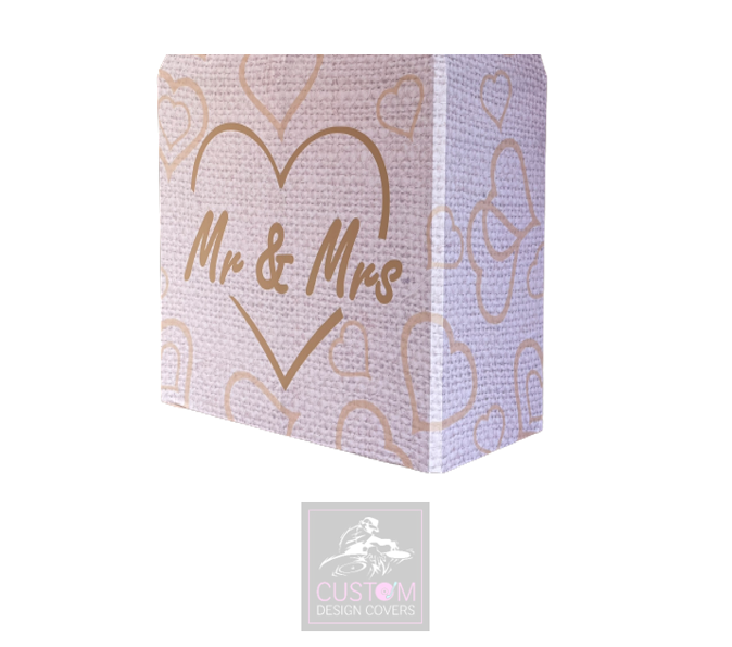 Hessian Wedding Mr & Mrs Lycra DJ Booth Cover