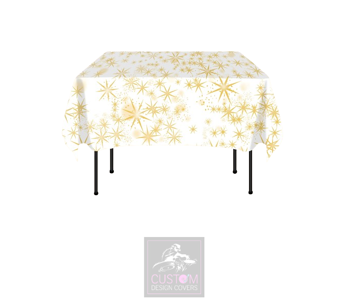 Gold Stars on White Square Table Cover