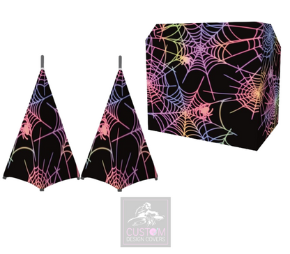 Halloween Multi-coloured UV Effect Spider Web  Lycra DJ Covers (PACKAGE BUNDLE) 