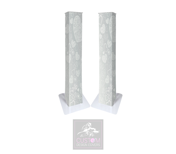 White Heart Wedding Lycra Podium Covers (PAIR)