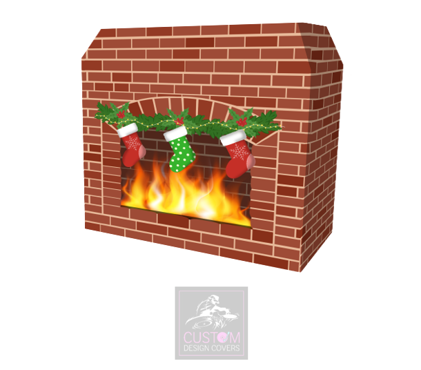 Christmas Fireplace DJ Booth Cover-MKII