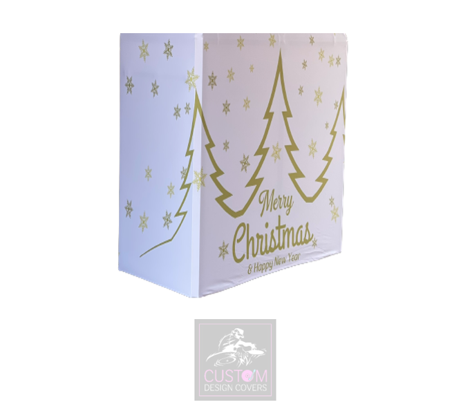 Merry Christmas Gold on White Booth Cover Combi