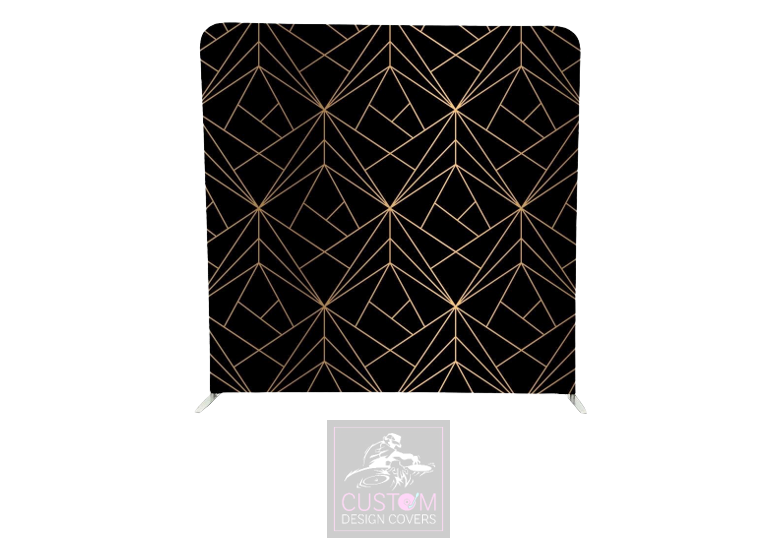 Black & Gold Abstract Lycra Pillowcase Backdrop Cover