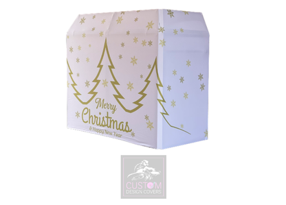 White Christmas Lycra DJ Booth Cover (Gold)