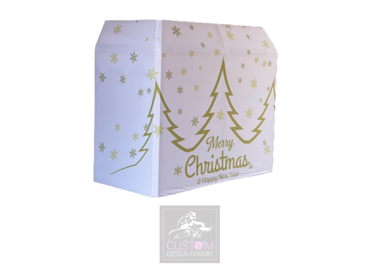 White Christmas Lycra DJ Booth Cover (Gold)